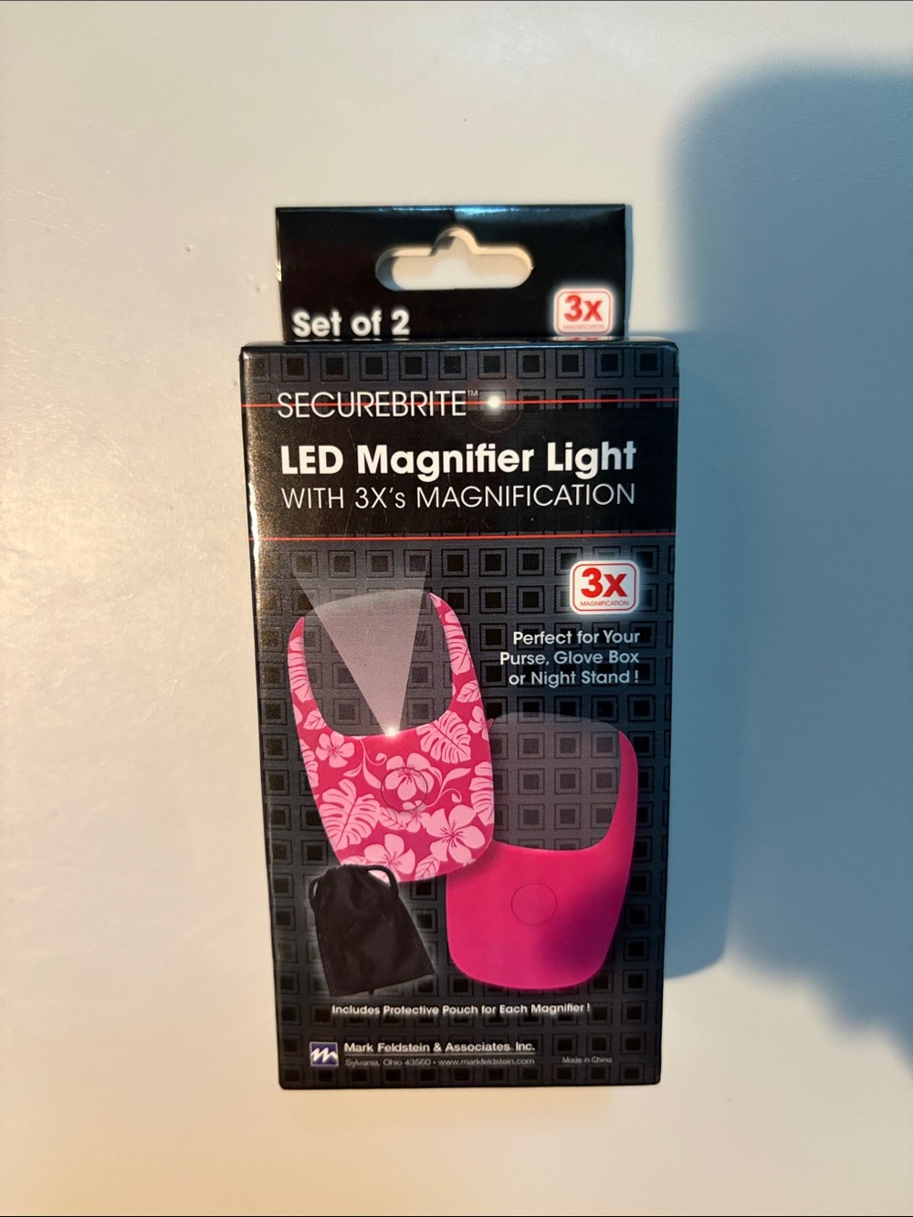 Pink LED Magnifier Light with 3X Magnification
